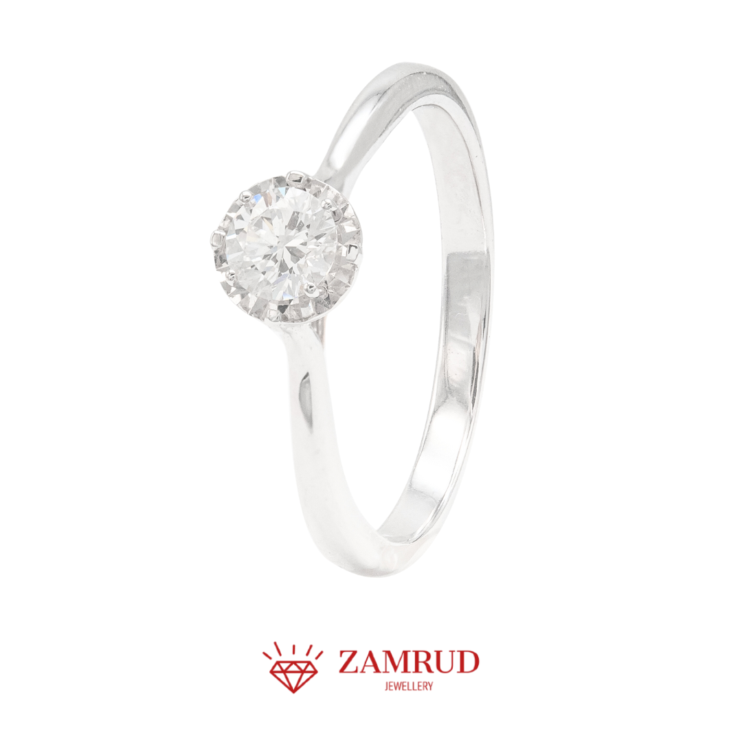 GIA 0.2 FVVS1 Cincin Berlian 35712 FLR Zamrud Jewellery