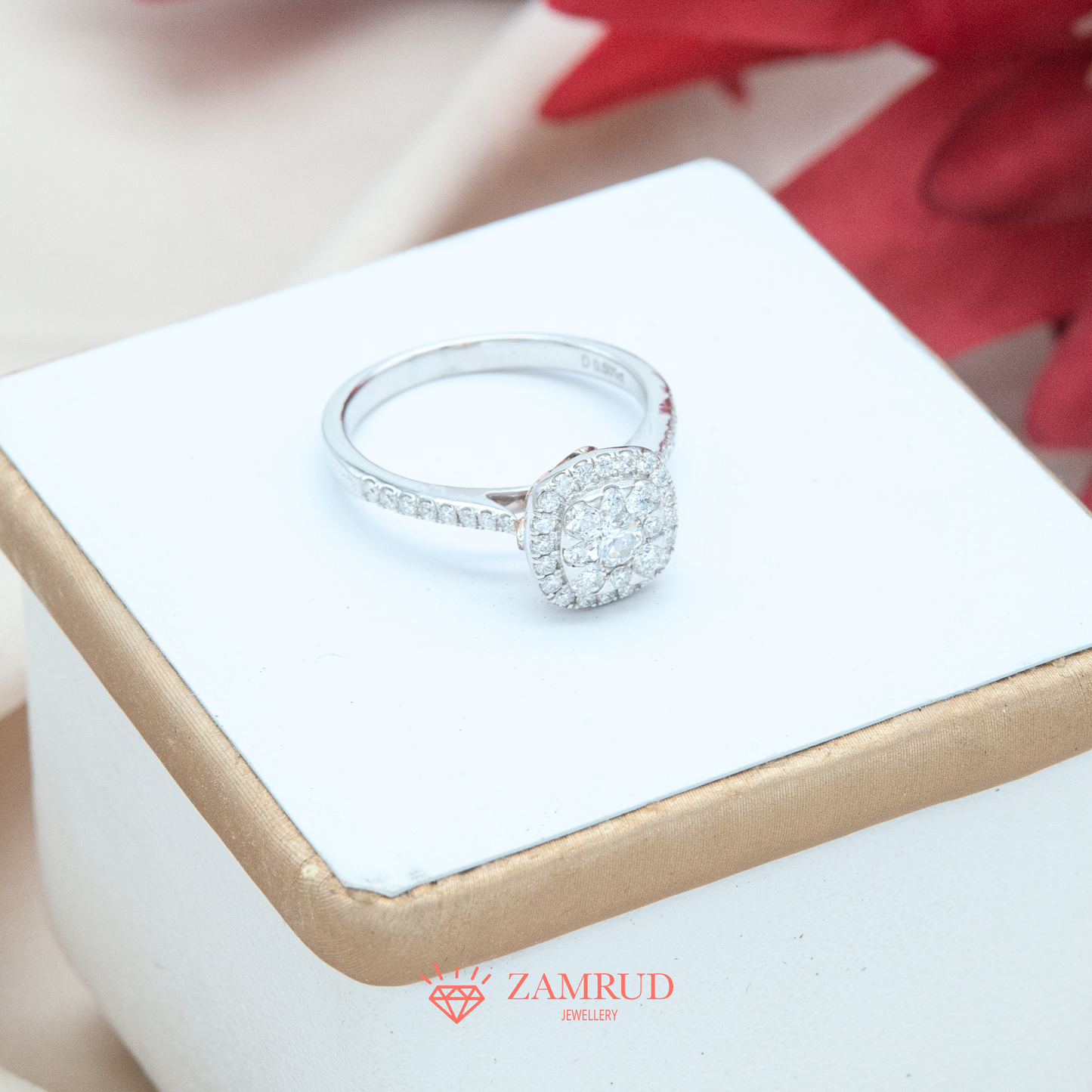 Cincin Berlian Cushion 16889 LR Zamrud Jewellery