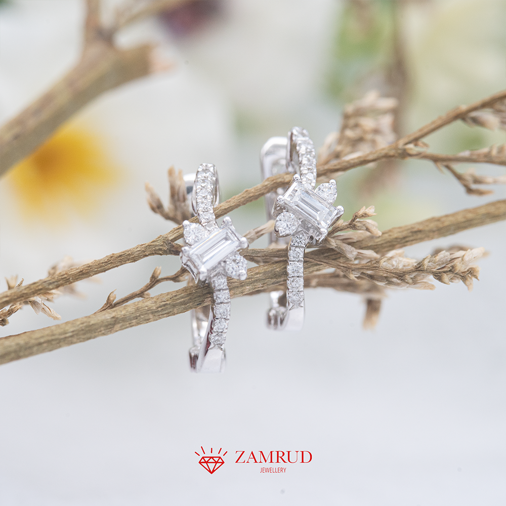 Anting Berlian Baguette Clip 35408 ER Zamrud Jewellery