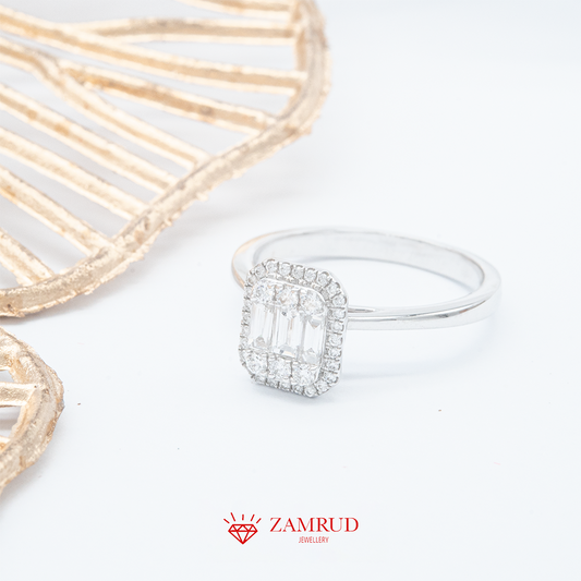 Cincin Berlian Baguette 23139 LR Zamrud Jewellery