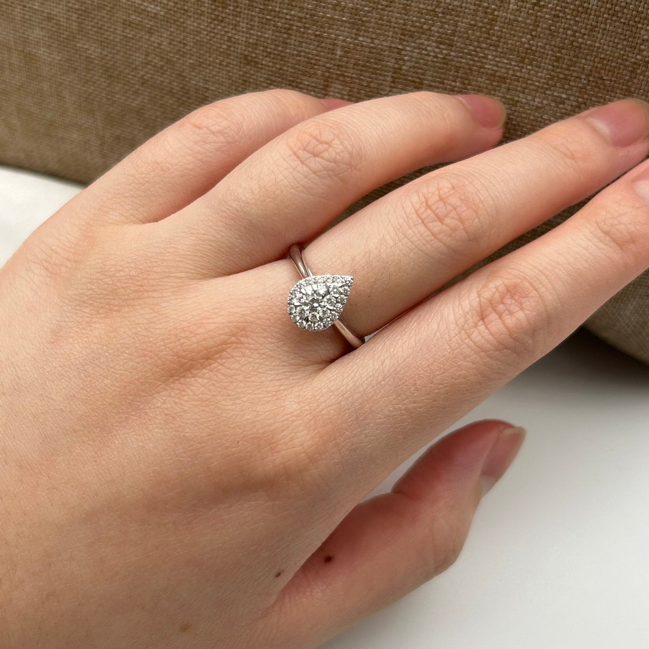 Cincin Berlian Pear 19132 LR Zamrud Jewellery