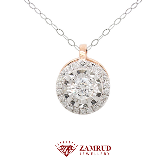 Liontin Berlian solitaire halo 43588 PD Zamrud Jewellery