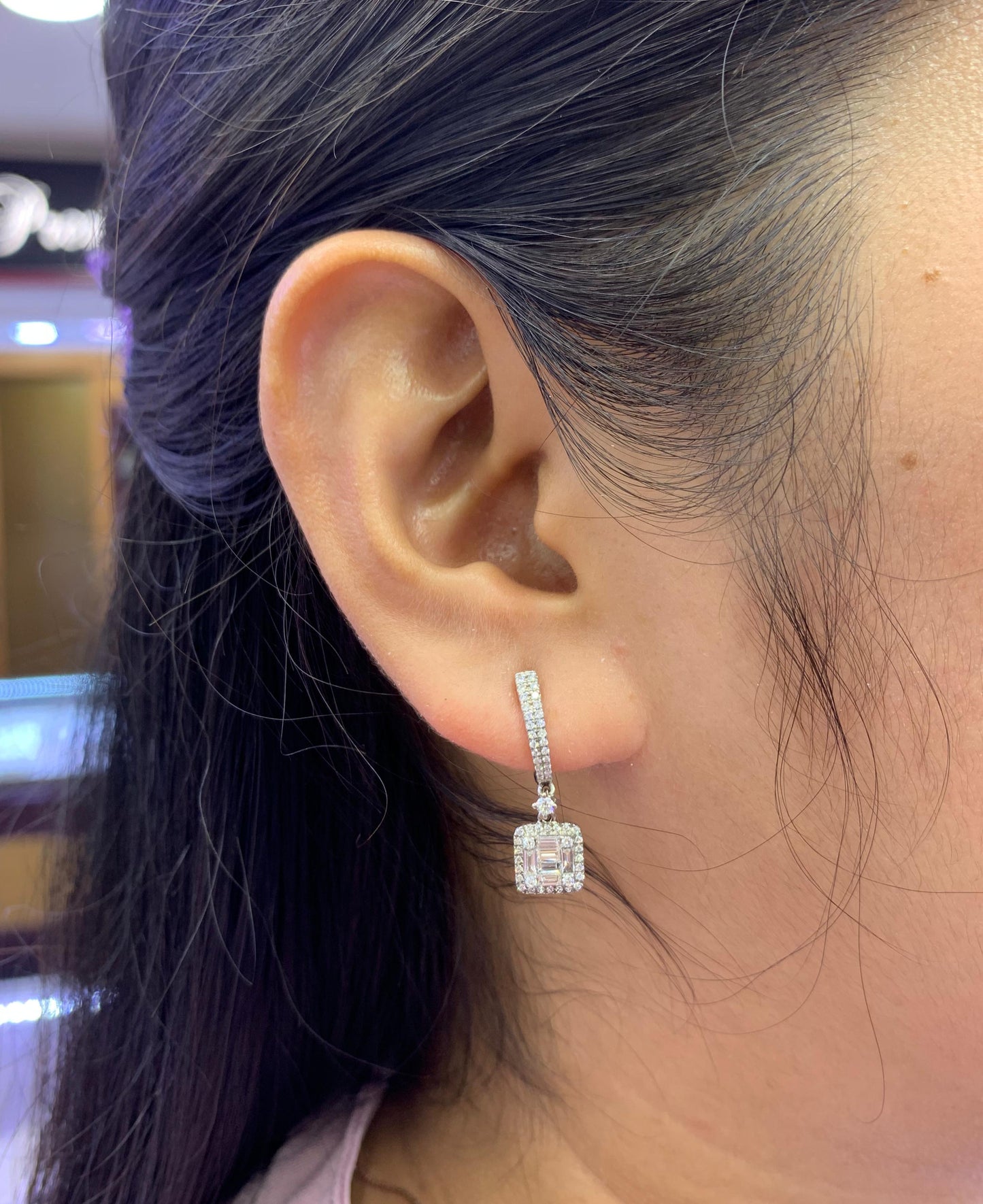 Anting Berlian Baguette Earring 41119 ER Zamrud Jewellery