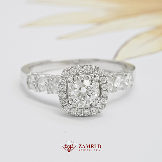 Cincin Berlian Cushion 42154 LR Zamrud Jewellery