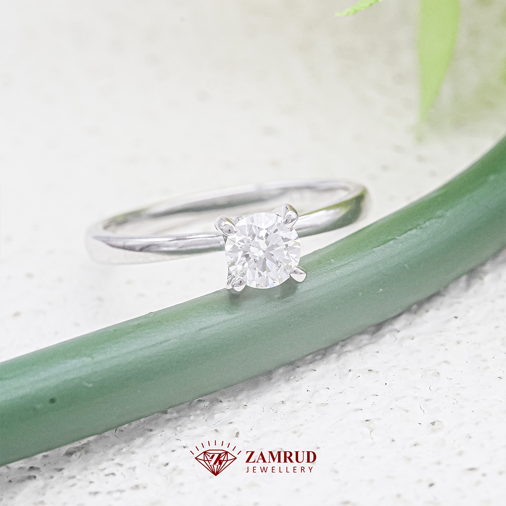 GIA 0.4 F VVS2 Cincin Berlian 41621 FLR Zamrud Jewellery
