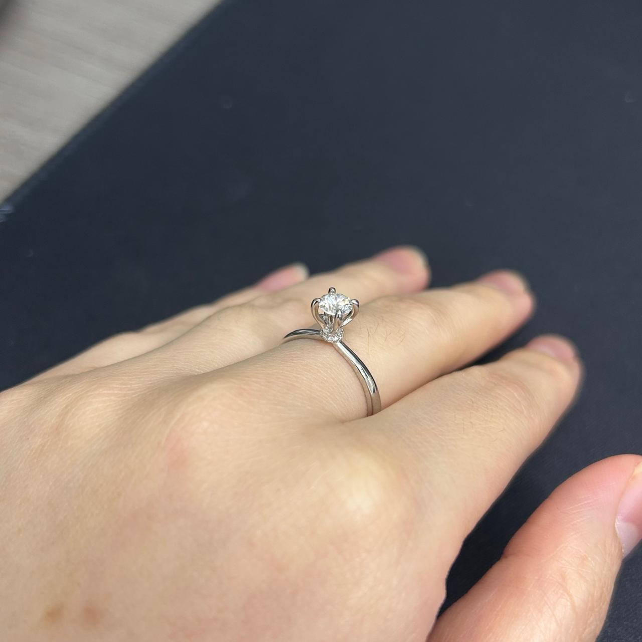 GIA 0.4 F VVS2 Cincin Berlian 41621 FLR Zamrud Jewellery
