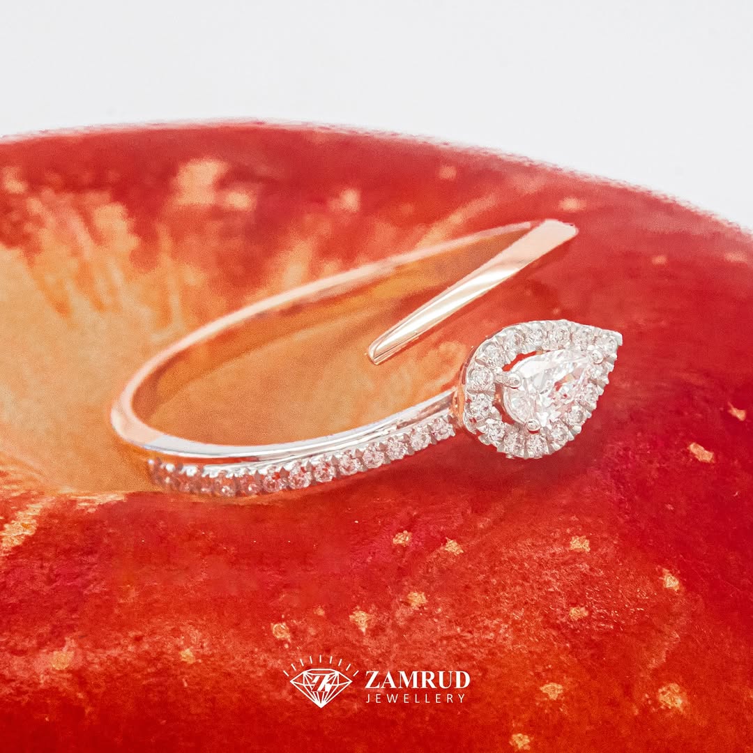 Cincin Berlian Pear 45735 LR Diamond Ring Zamrud Jewellery