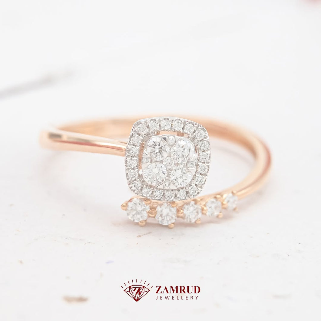 Cincin Berlian Cushion 45742 Diamond Ring Zamrud Jewellery