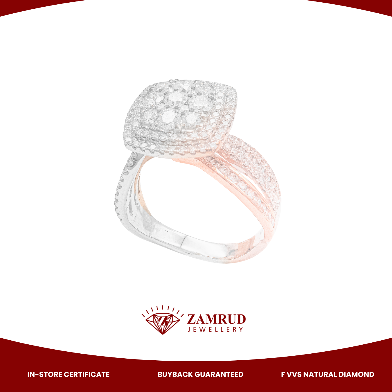 Cincin Berlian Cushion 46619 LR Zamrud Jewellery