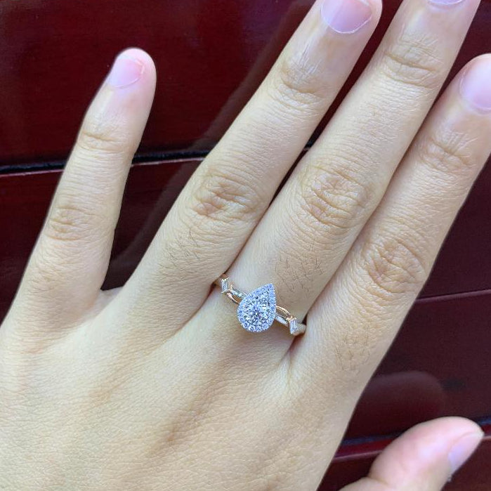 Cincin Berlian Pear 44578 LR  Zamrud Jewellery