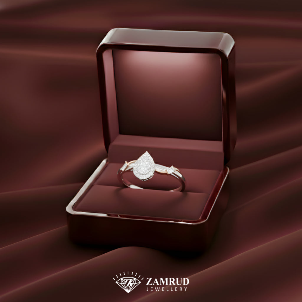 Cincin Berlian Pear 44578 LR  Zamrud Jewellery