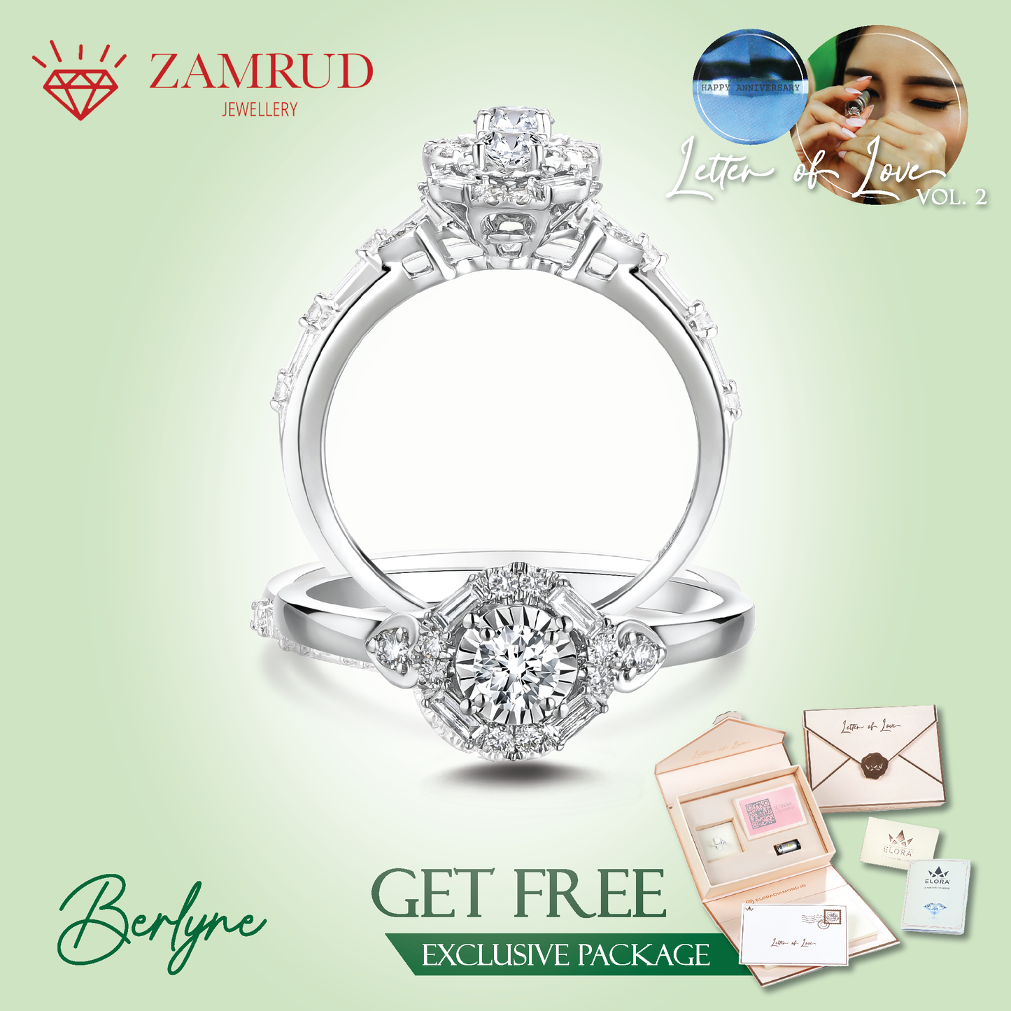 Cincin Berlian BERLYNE LR Zamrud Jewellery