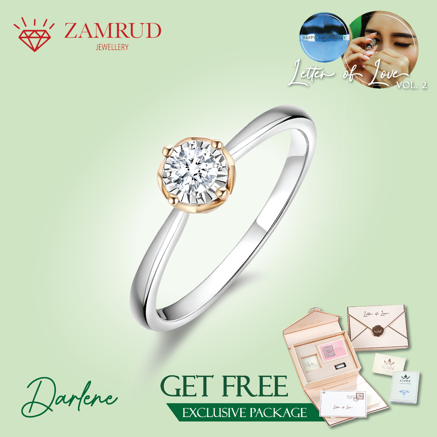 Cincin Berlian DARLENE LR Zamrud Jewellery