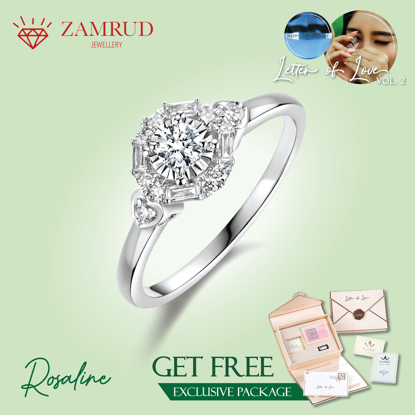 Cincin Berlian ROSALINE LR Zamrud Jewellery