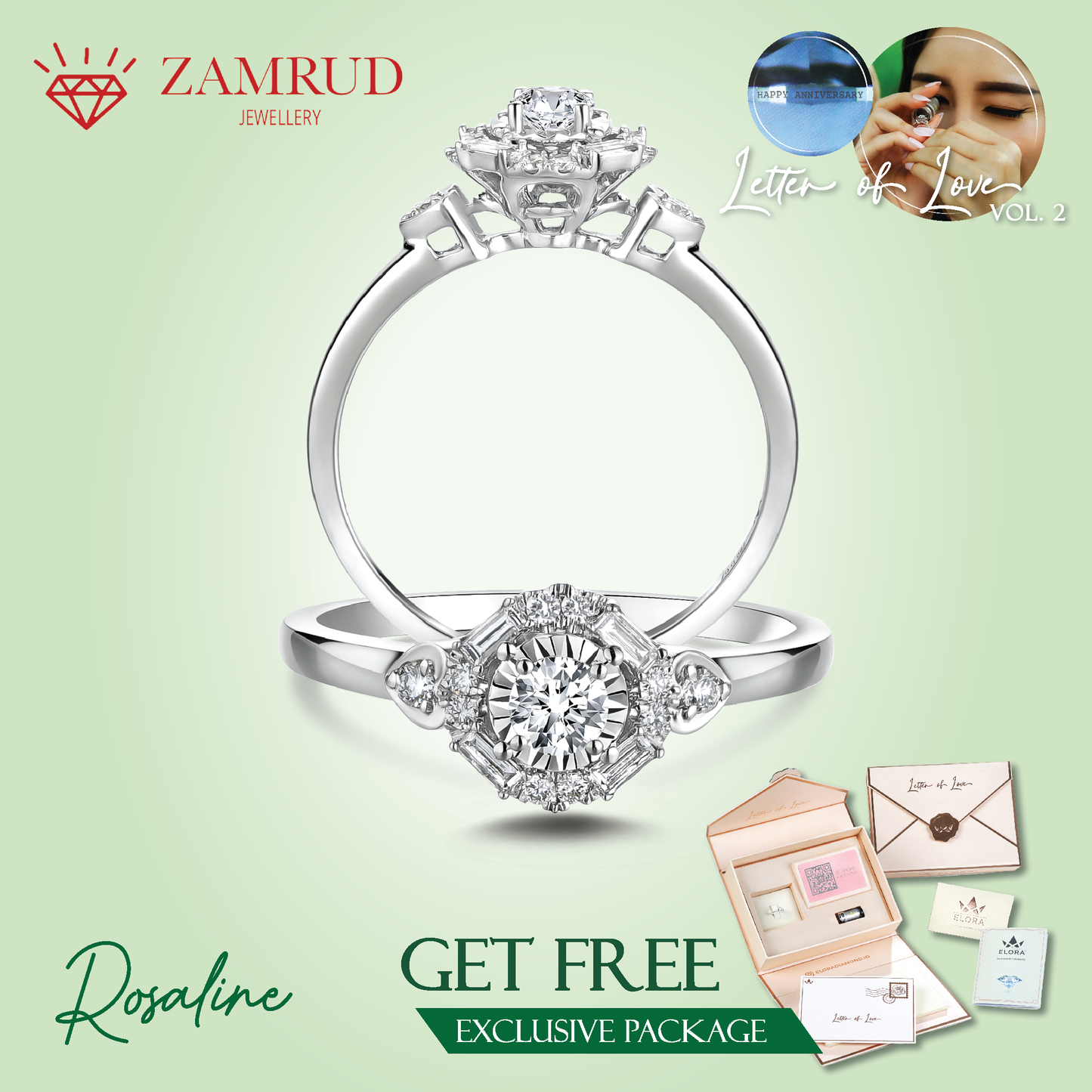 Cincin Berlian ROSALINE LR Zamrud Jewellery