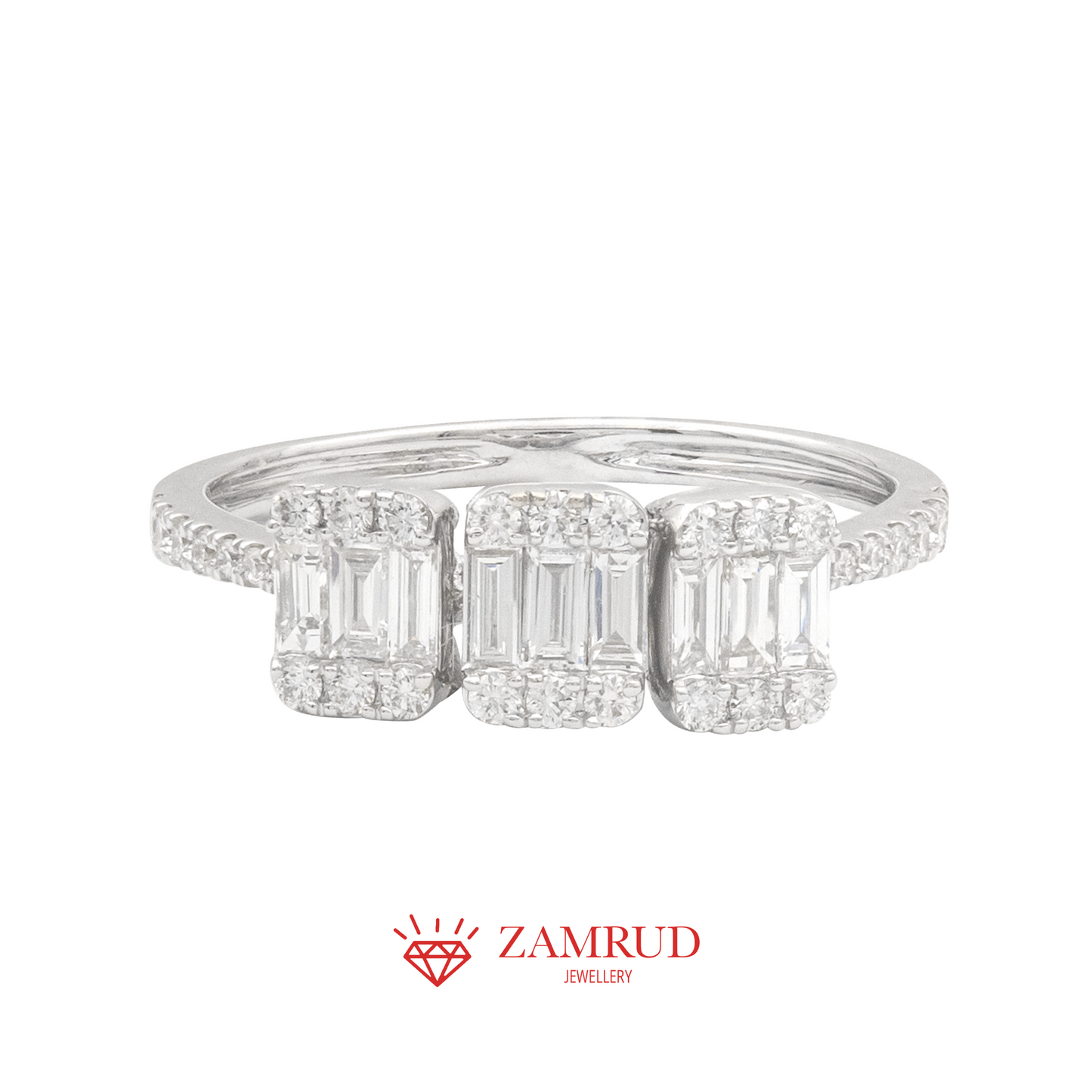 Cincin Berlian Baguette Trilogy 25478 LR Zamrud Jewellery