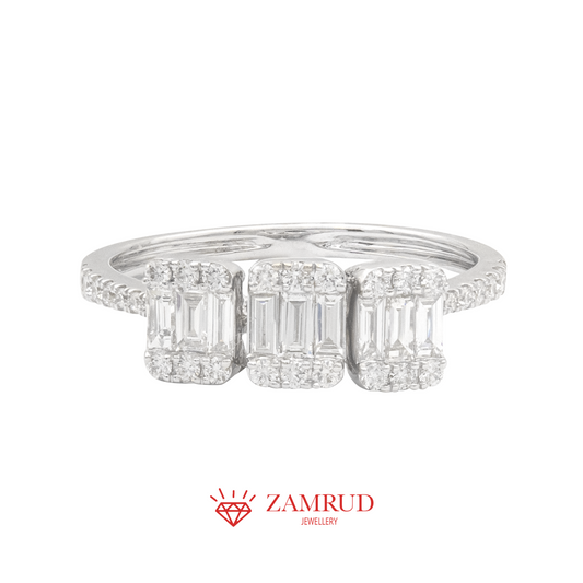 Cincin Berlian Baguette Trilogy 25478 LR Zamrud Jewellery