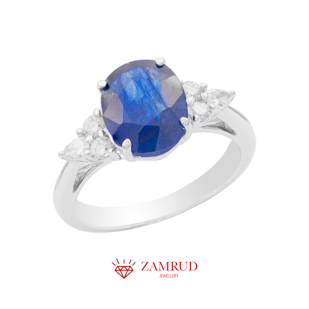 Cincin Berlian Blue Sapphire 28899 LR Zamrud Jewellery
